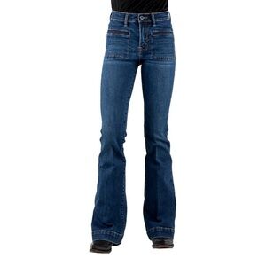 NEW Stetson Western Jeans Womens Flare 12 Long Blue 11-054-0921- 2419 BU